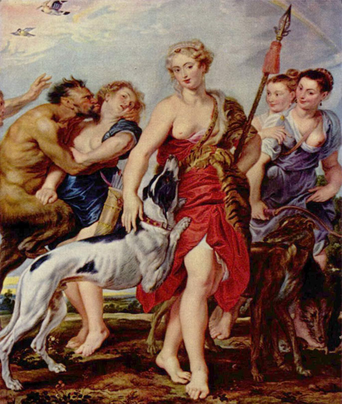 Artemis goes hunting with some nymphs